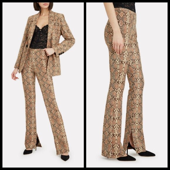 💕ANINE BING💕 Cigarette Python Trousers ~ Split Cuff Snakeskin Print XS NWT - Picture 1 of 16
